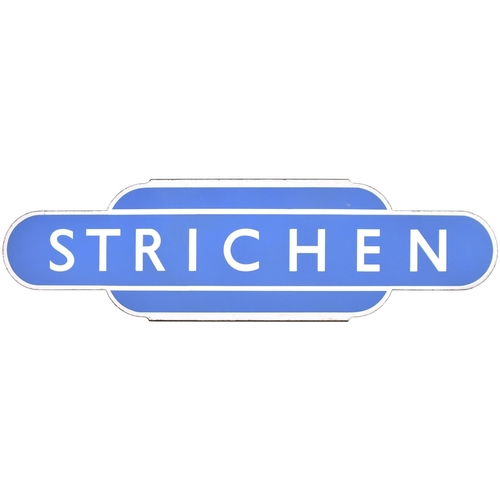 170 - A BR(Sc) totem sign, STRICHEN, (h/f), a station  north of Maud Junction on the branch from Dyce to F... 