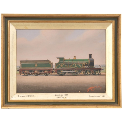 183 - An original painting, Great Northern Railway, Stirling, 440, by F. Moore. Framed with titled gilt mo... 