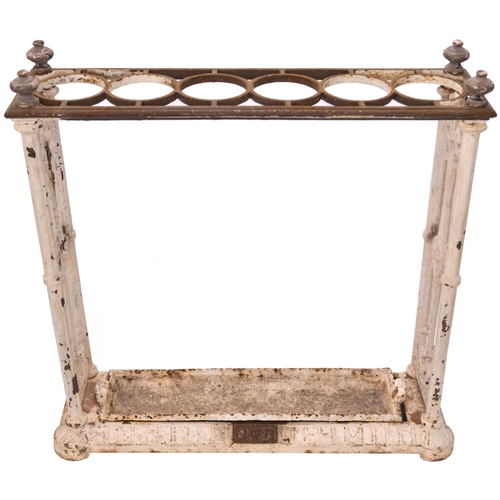 185 - A Great Western Railway umbrella rack, cast iron with decoration to the ends, the front with GWR ini... 