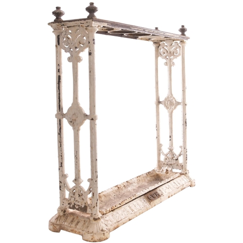 185 - A Great Western Railway umbrella rack, cast iron with decoration to the ends, the front with GWR ini... 