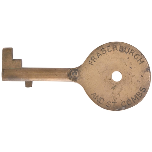 186 - A single line key token, FRASERBURGH-ST COMBS, (brass), from the Great North of Scotland Railway bra... 