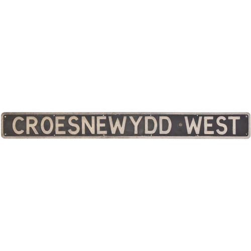 199 - A BR(W) signal box nameboard, CROESNEWYDD WEST, a box near Wrexham. Embossed aluminium, 57½