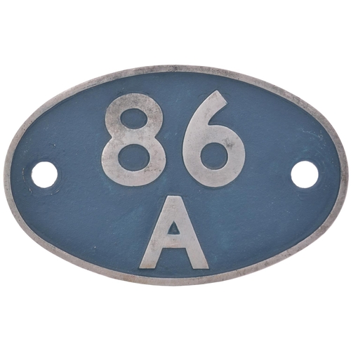 91 - An alloy shedplate, 86A, Cardiff Canton (September 1963-May 1973). The cast iron version of this cod... 