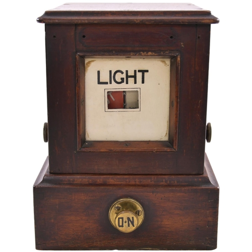 94 - A Midland Railway signal box signal lamp indicator with In and Out flag in aperture, a brass button ... 