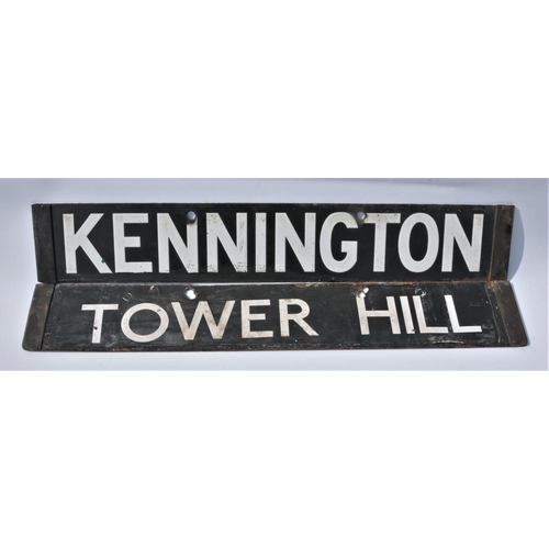 2 - London Transport enamel train destination boards, Tower Hill/Circle Line, Kennington/Edgware.(2) (Po... 