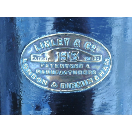 483 - Railway 3 aspect handlamp by Linley & Co, complete but has electric bulb holder fitting in cone. (Po... 