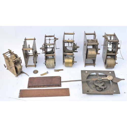 63 - Quantity of clock movements, fusee with anchor & verge escapements noted. (Postage Band: N/A)