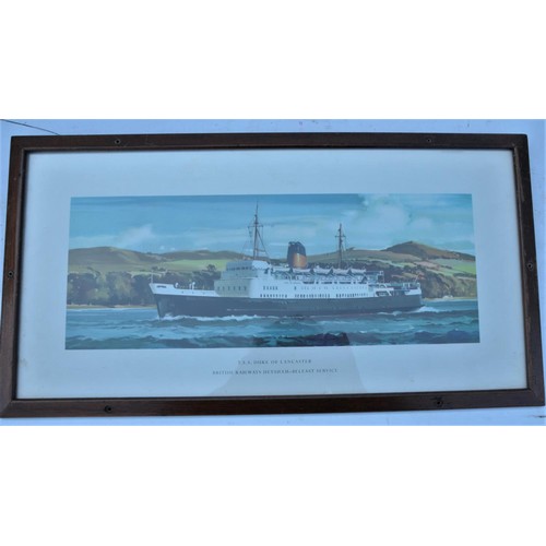 46 - Railway framed carriage prints, TSS Duke of Lancaster, MV Cambria. (2) (Postage Band: N/A)