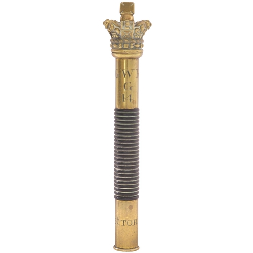 161 - A Great Western Railway tipstaff, the side engraved G.W.R. G4, INSPECTOR. Brass with ribbed ebony ba... 