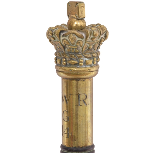 161 - A Great Western Railway tipstaff, the side engraved G.W.R. G4, INSPECTOR. Brass with ribbed ebony ba... 