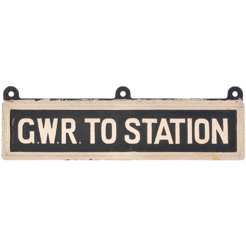 163 - A Great Western Railway notice, G.W.R. TO STATION, as mounted below GWR Private Road/Path notices. C... 