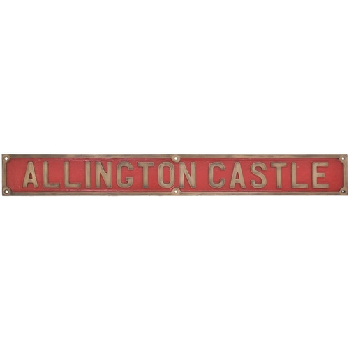 164 - A nameplate, ALLINGTON CASTLE, from a standard gauge 0-4-0DH built by Hunslet, Works No 6975, in 196... 