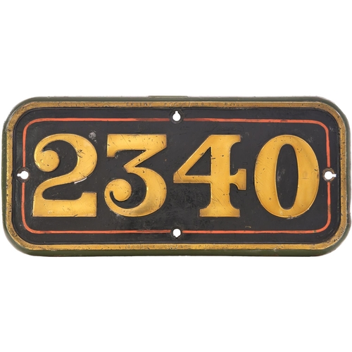 167 - A GWR cabside numberplate, 2340, from a 2301 Dean Goods Class 0-6-0 built at Swindon, Works No 985, ... 