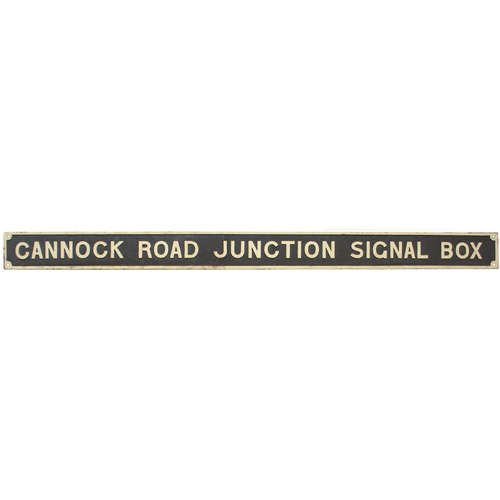 192 - A GWR nameboard, CANNOCK ROAD JUNCTION SIGNAL BOX. The box was situated north of Wolverhampton and c... 