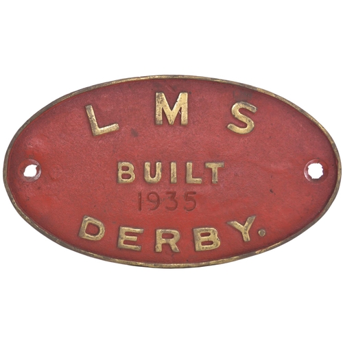 194 - A worksplate, LMS BUILT 1935 DERBY. Locos built at Derby in 1935 were Class 3P 2-6-2T Nos 71-144 whi... 