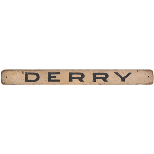 195 - An Irish omnibus destination board, DOWNINGS & PORTSALON-DERRY, used on a service serving the coasta... 