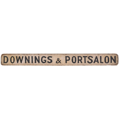 195 - An Irish omnibus destination board, DOWNINGS & PORTSALON-DERRY, used on a service serving the coasta... 