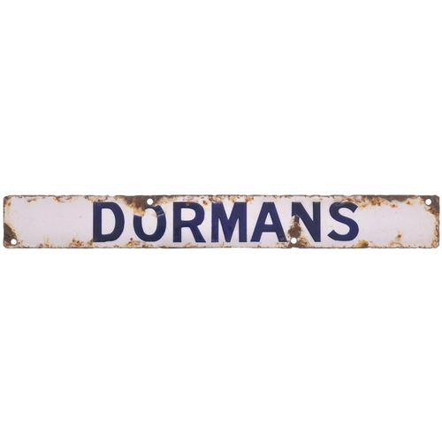 A Southern Railway destination plate, DORMANS, from the Brighton station train departure indicator. The station is between East Grinstead and Oxted. Enamel, 12"x1½", edge chipping. (Postage Band: A)