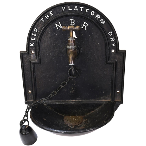 65 - A North British Railway drinking fountain, complete with brass tap, cup with chain and NBR initials ... 