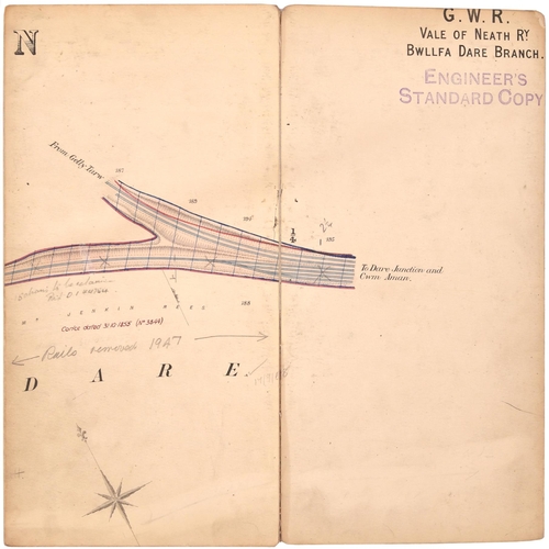 136 - A set of plans for the GWR Vale of Neath route, Dare and Aman and Bwllfa Dare Branches, 1890. A sing... 