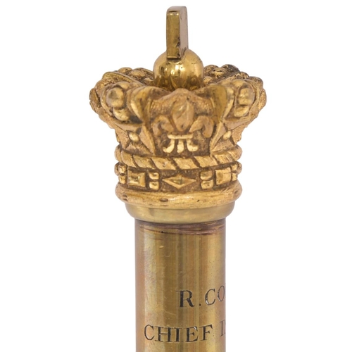 162 - A Great Western Railway tipstaff, G.W.R, R COLLARD, CHIEF INSPECTOR, cast brass with crown and ebony... 