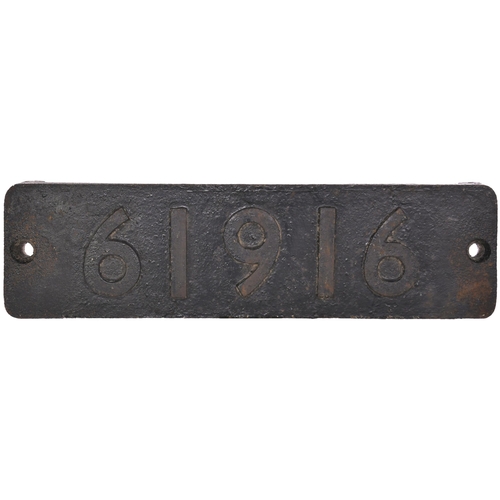 167 - A smokebox numberplate, 61916, from a LNER K3 Class 2-6-0 No 1162 built by Armstrong Whitworth, Work... 