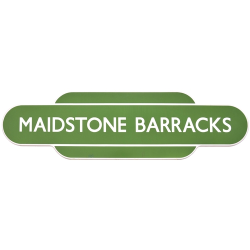 66 - A BR(S) totem sign, MAIDSTONE BARRACKS, (f/f), from the Strood to Paddock Wood route. Excellent colo... 