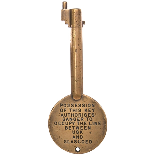 78 - A GWR gangers occupation key, USK-GLASGOED, (brass), from the Monmouth to Pontypool branch which clo... 