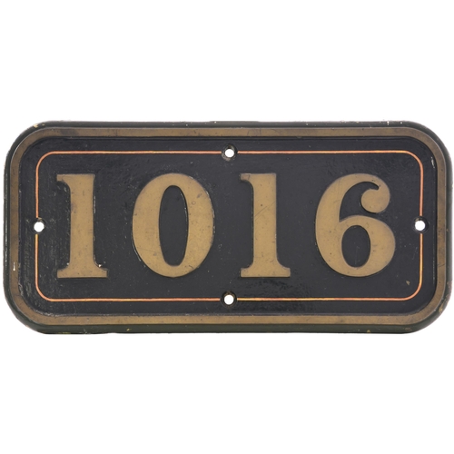 86 - A GWR cabside numberplate 1016 from a 1000 County Class 4-6-0 built at Swindon in March 1946 and nam... 