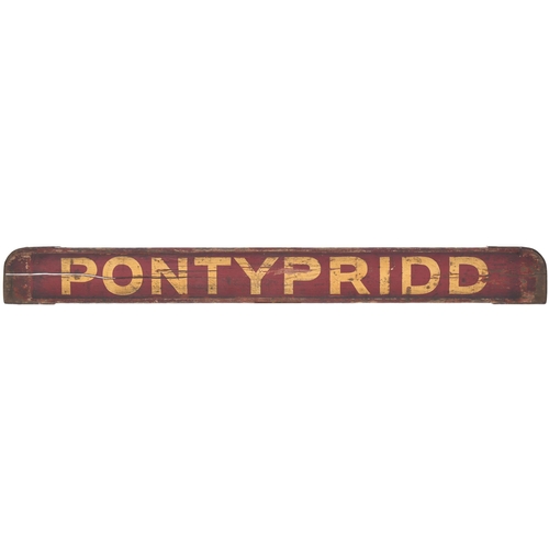 92 - A small carriage board, ABERDARE LOW LEVEL-PONTYPRIDD, from the Taff Vale Route, via Mountain Ash. P... 