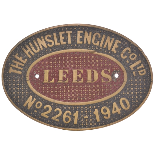 111 - A worksplate HUNSLET ENGINE COMPANY No 2261 of 1940 from a standard gauge 0-6-0ST new to Richard Tho... 