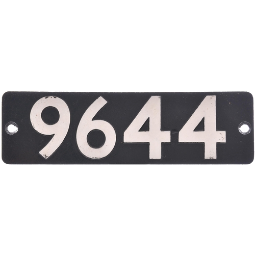 121 - A smokebox numberplate 9644 from a GWR 8750 Class 0-6-0PT built at Swindon and allocated new to Ebbw... 