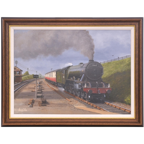 140 - An original painting, by Barry Price, of LNER A3 CLASS 60063 ISINGLASS heading north past Belgrave a... 