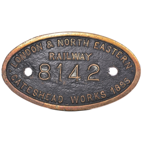 142 - A tenderplate, LONDON & NORTH EASTERN RAILWAY 8142 GATESHEAD 1895, from a tender coupled with North ... 