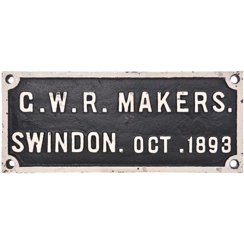 151 - A builders plate, GWR SWINDON, OCT 1893. Cast iron, 14¾