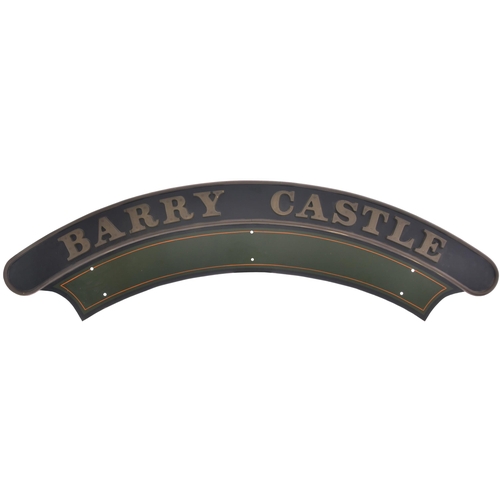 165 - A nameplate BARRY CASTLE from a (GWR) 4073 Castle Class 4-6-0 No 7012 built at Swindon in June 1948 ... 