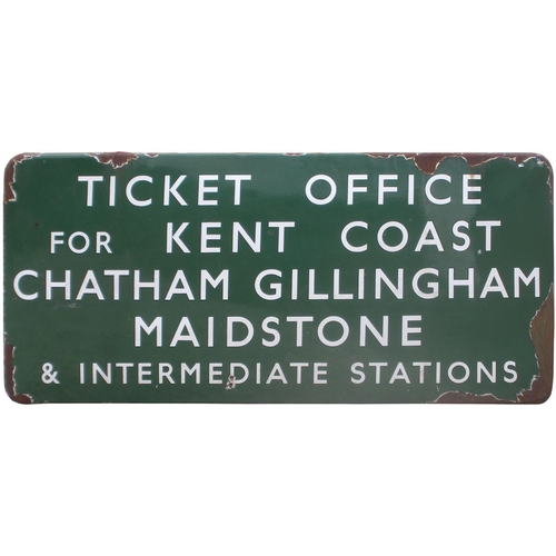 169 - A BR(S) station sign, TICKET OFFICE FOR KENT COAST, CHATHAM, GILLINGHAM, MAIDSTONE & INTERMEDIATE ST... 