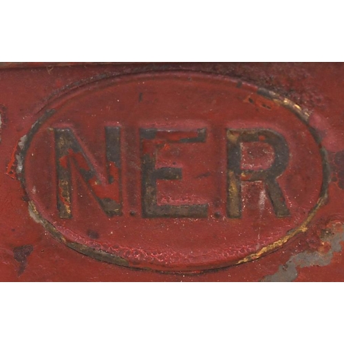 170 - A North Eastern Railway tail lamp, from Barnard Castle, with brass plates EXR, BD CASTLE No 1 and NE... 