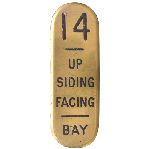 181 - A group of GWR signal lever plates, (a) 14 UP SIDING FACING/BAY, 4½