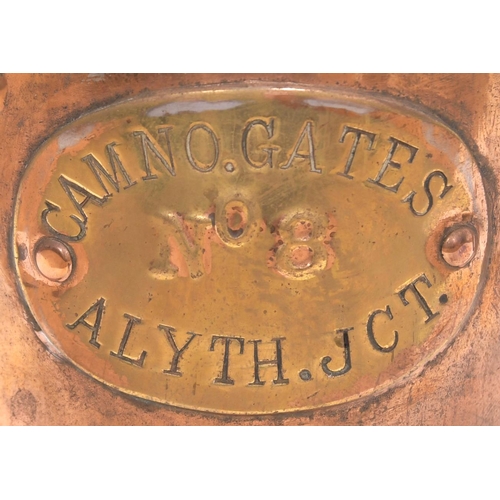 182 - A Caledonian Railway three aspect handlamp with brass plate, CAMNO GATES, ALYTH JCT, from the Perth ... 