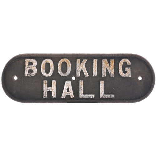 64 - An LNER doorplate, BOOKING HALL, cast iron, 14¾