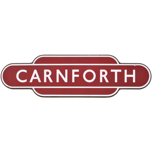 66 - A BR(M) totem sign, CARNFORTH, (f/f), from the West Coast Main Line, the junction for the Furness Ra... 