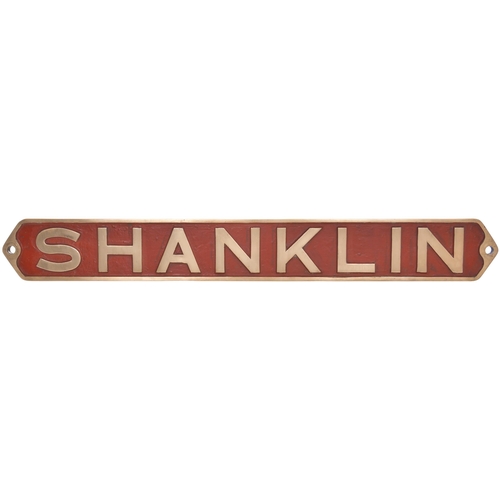 90 - A nameplate, SHANKLIN, from the London & South Western Railway O2 Class 0-4-4T No 211 built at Nine ... 