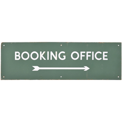 97 - A Southern Railway station sign, BOOKING OFFICE, (flangeless), with right-handed arrow. Enamel, 30