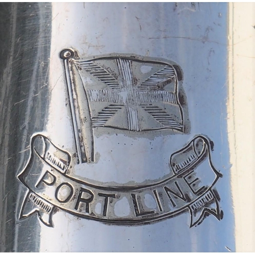 18 - Shipping Line table silver plate, Africa Line hot water jug (Walker & Hall), Port Line shaker (Elkin... 