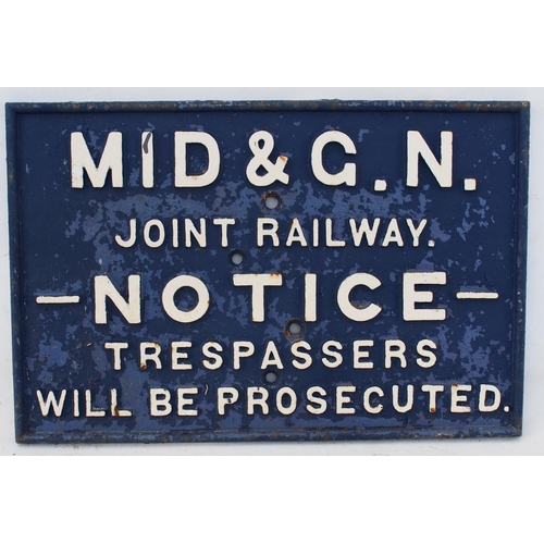 20 - Midland & Great Northern Joint Railway C/I trespass notice (TPMG202), 18 5/8