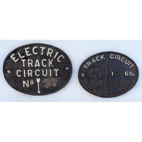 21 - Cast Iron lineside track circuit plates. (2) (Postage Band: N/A)