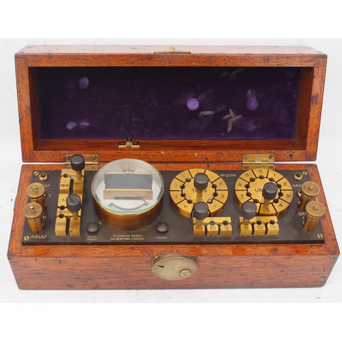 46 - Southern Railway mahogany cased electrical test/load instrument, Telegraph Works Silvertown, London,... 