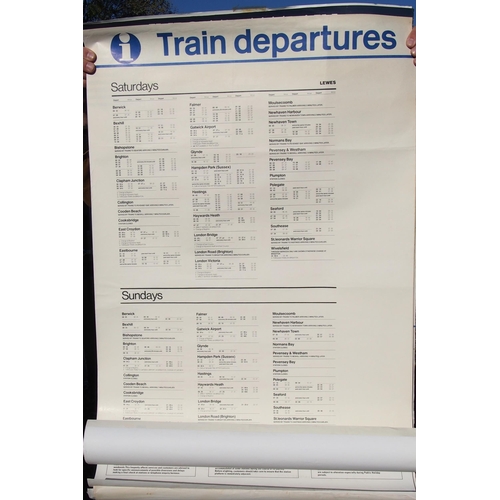 490 - Large quantity (25) of rolled railway posters, double sided screen printed station direction sign 