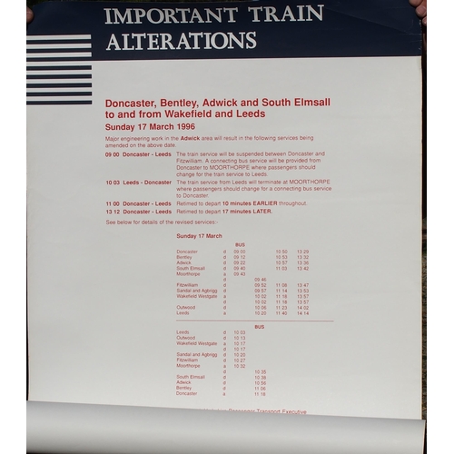 490 - Large quantity (25) of rolled railway posters, double sided screen printed station direction sign 